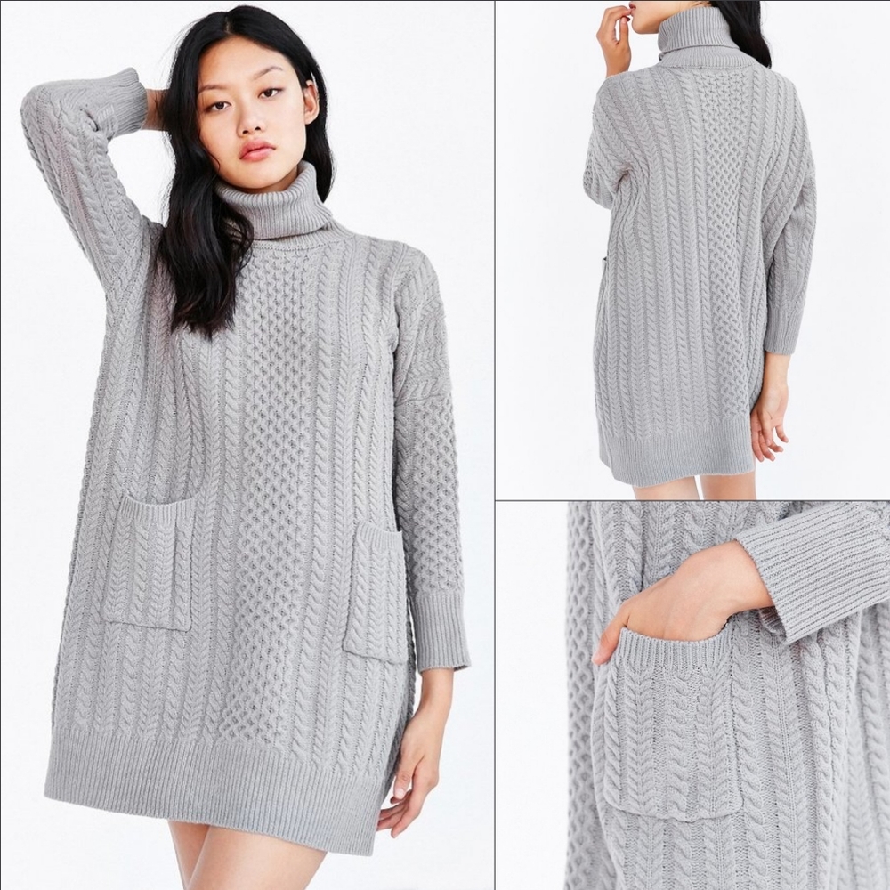 Elliatt Pleasure Cable Turtleneck Sweater Dress XS